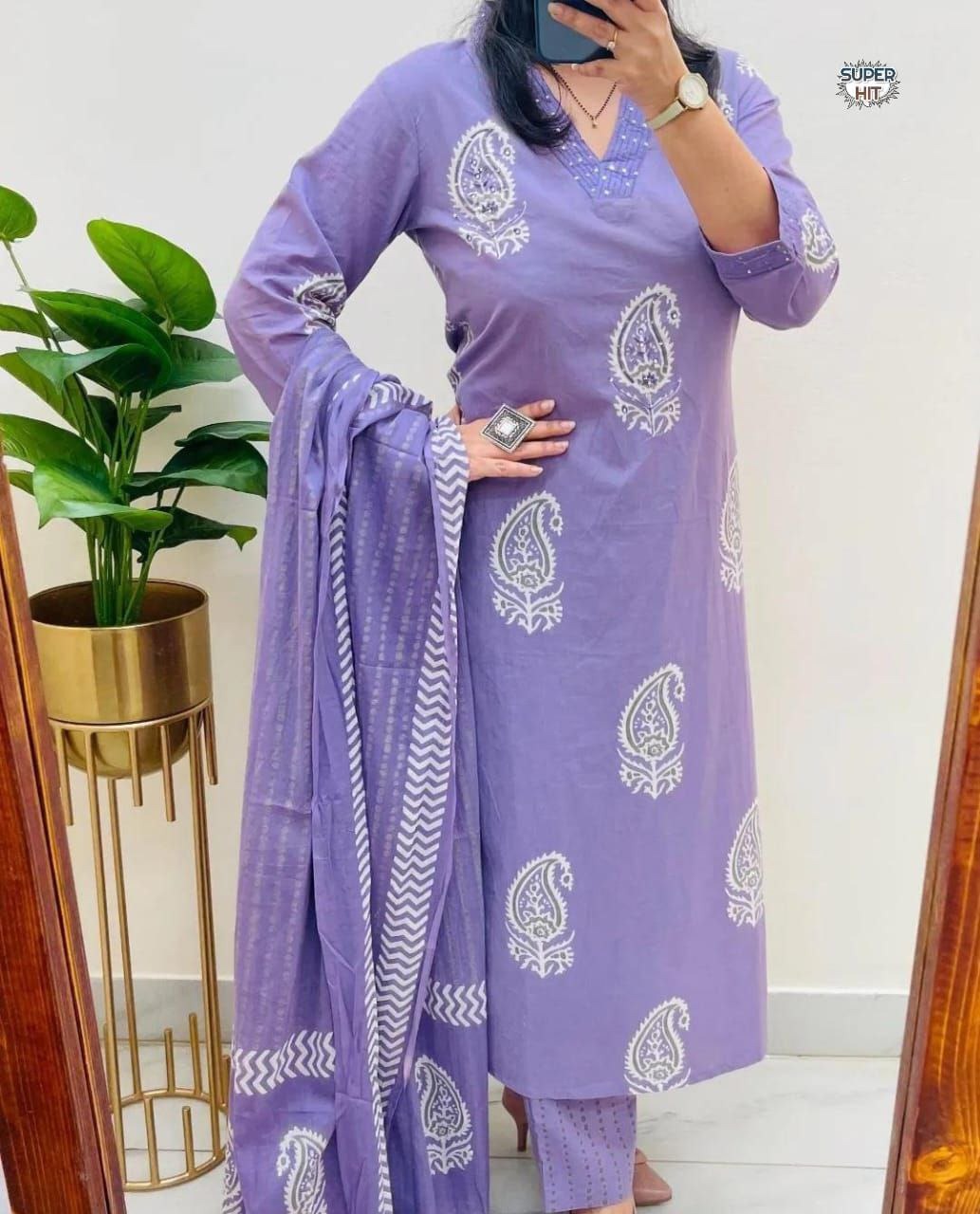 Diwali Women's Purple Kurta Pant Dupatta Suit Set mahezon