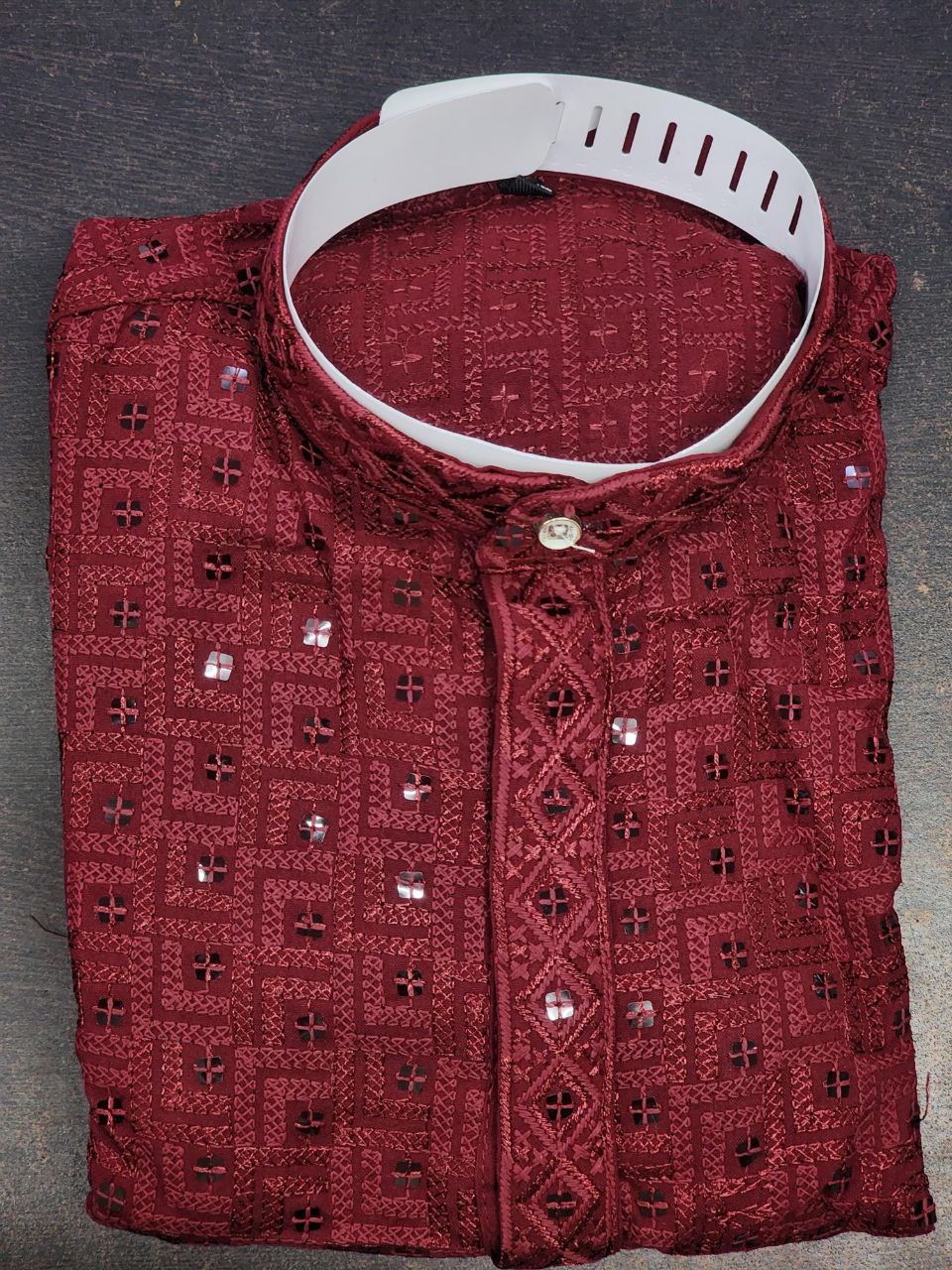 Men Traditional Maroon Chikankari Kurta Pajama for Diwali and Festival mahezon