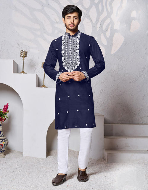 Load image into Gallery viewer, Men&#39;s Blue Traditional Stylish Kurta Pajama Set mahezon
