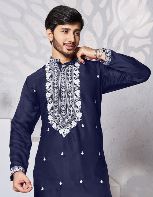 Load image into Gallery viewer, Men&#39;s Blue Traditional Stylish Kurta Pajama Set mahezon
