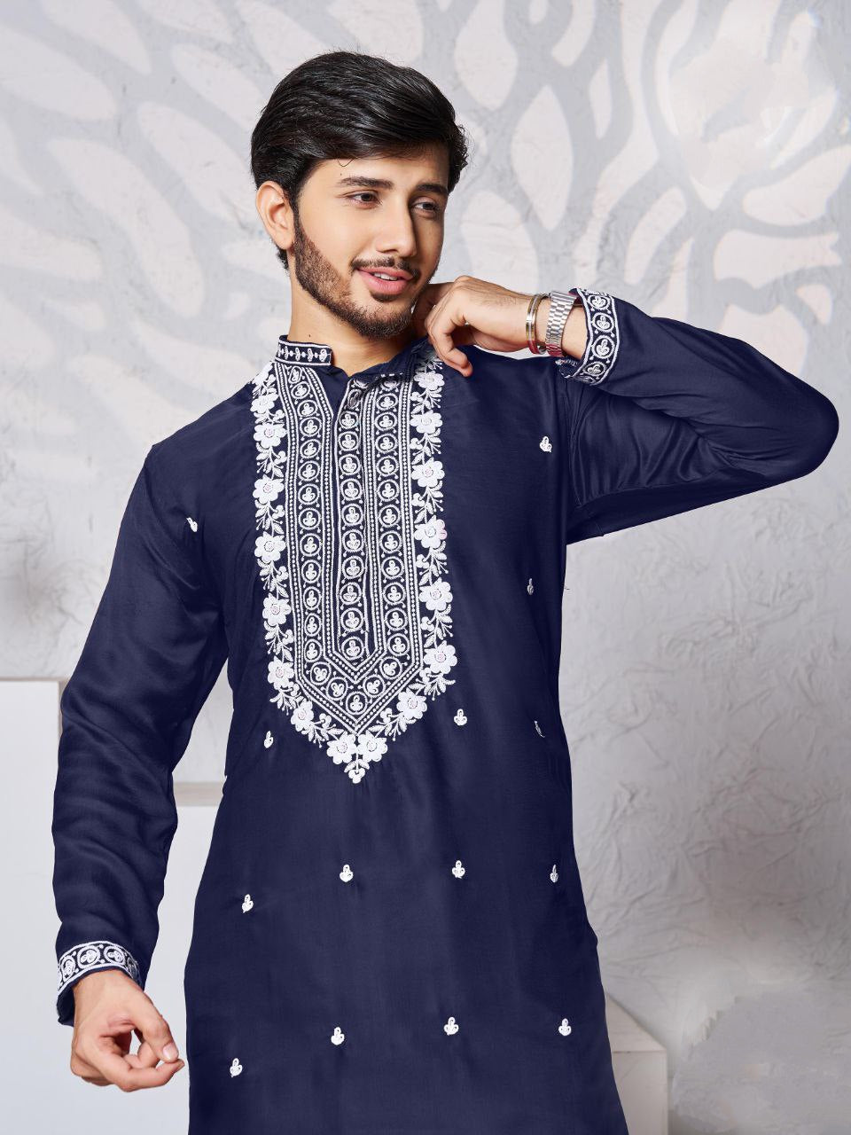 Men's Blue Traditional Stylish Kurta Pajama Set mahezon