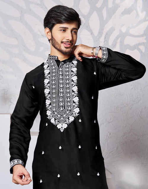 Load image into Gallery viewer, Men&#39;s Black Traditional Stylish Kurta Pajama Set mahezon
