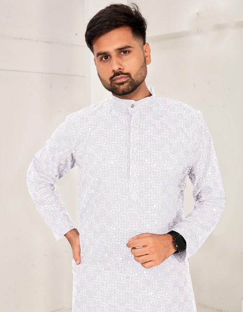 Load image into Gallery viewer, Men Traditional White Chikankari Kurta Pajama for Diwali and Festival mahezon
