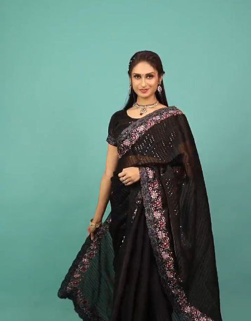 Load image into Gallery viewer, Women Party Wear Black Saree mahezon
