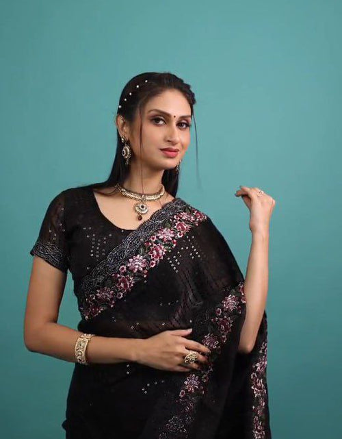 Load image into Gallery viewer, Women Party Wear Black Saree mahezon
