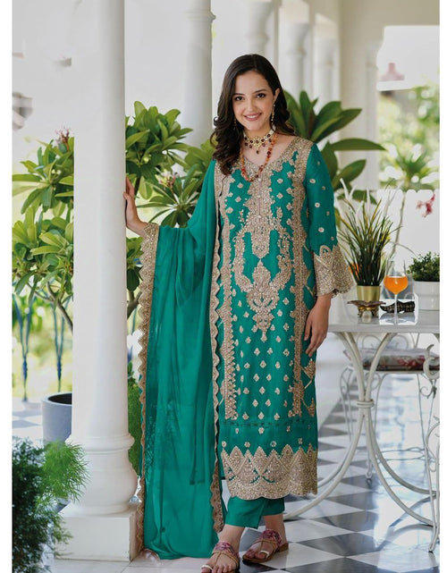 Load image into Gallery viewer, Women&#39;s Organza Party wear Kurta Pant Dupatta Suit mahezon
