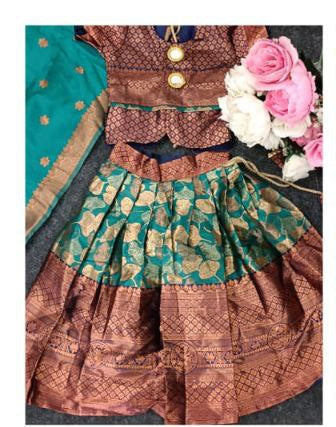 Load image into Gallery viewer, Ethnic  Blue Traditional Kids Girl Lehenga Choli Dupatta mahezon
