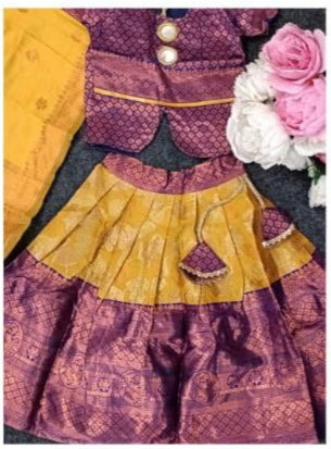 Ethnic Kids Yellow Girl Lehenga Choli Dupatta mahezon