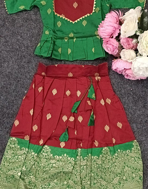 Load image into Gallery viewer, Kid Girl Pattu Pavadai Lehenga Choli Dress mahezon
