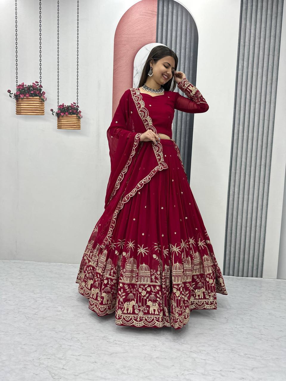 Women's Embroidery Wedding wear Lehenga Choli with Dupatta mahezon