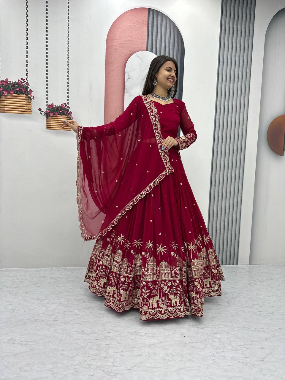 Women's Embroidery Wedding wear Lehenga Choli with Dupatta mahezon