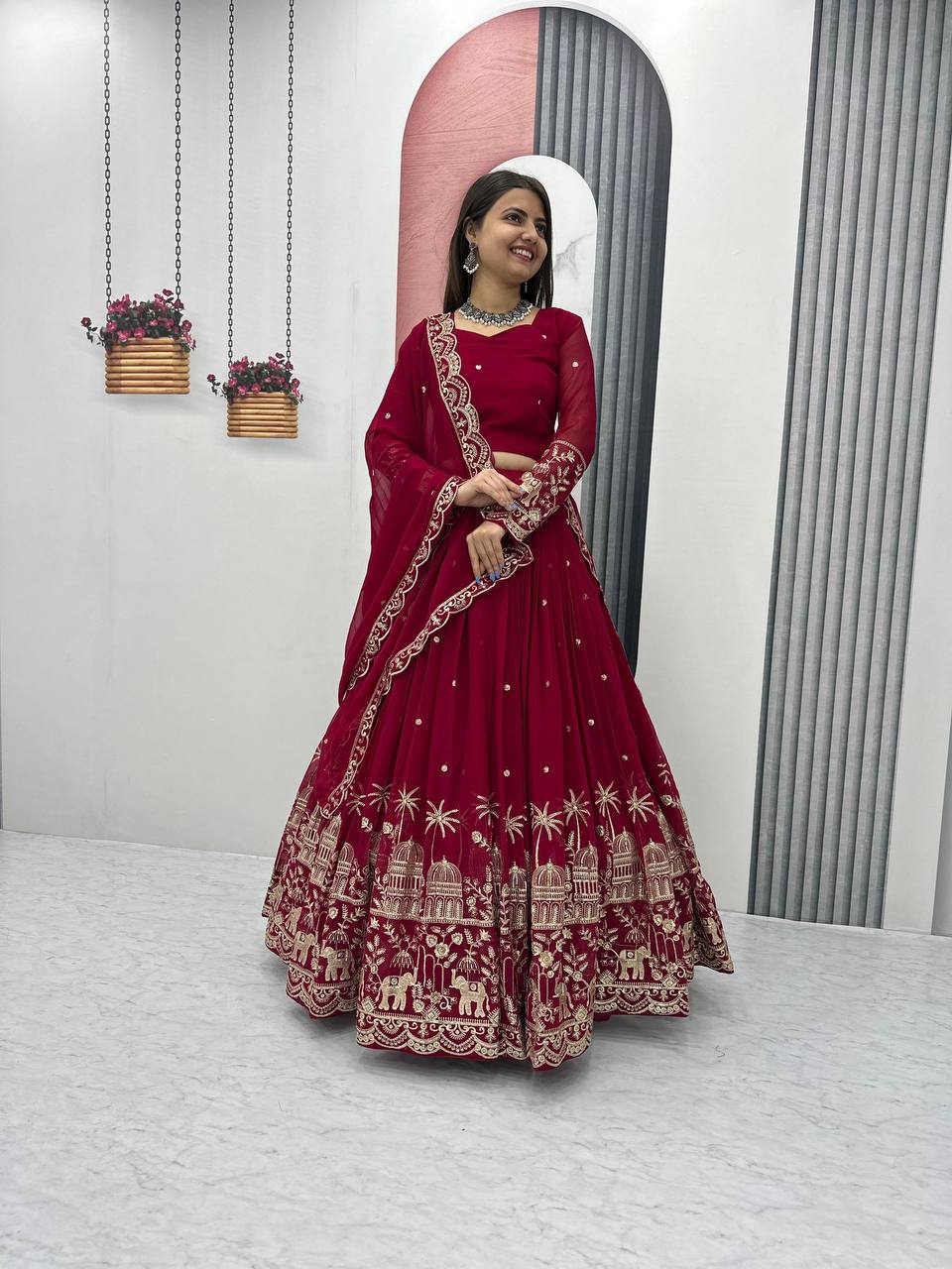 Women's Embroidery Wedding wear Lehenga Choli with Dupatta mahezon