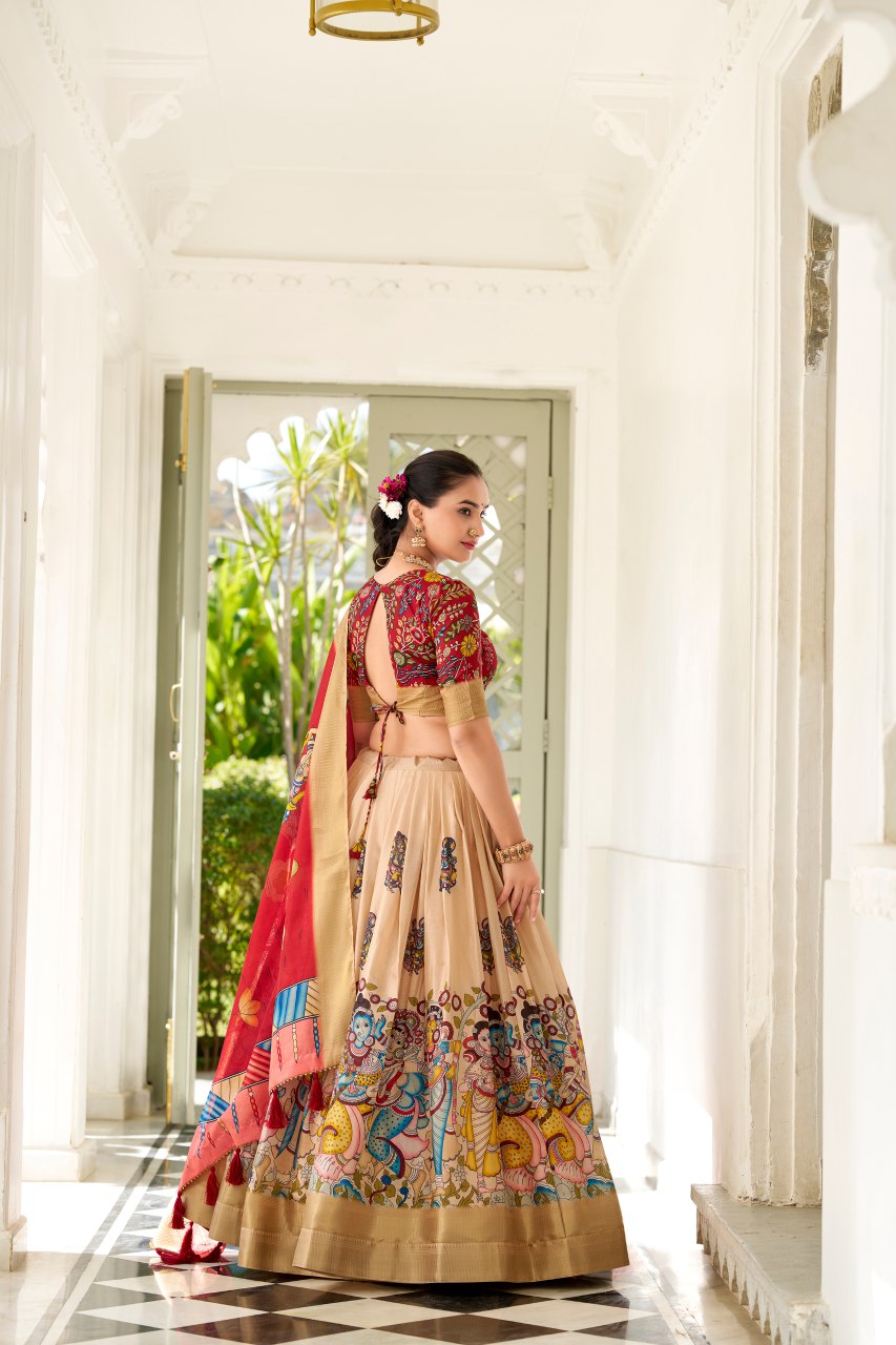 Women's Dola Silk Kalamkari Lehenga Choli with Dupatta mahezon