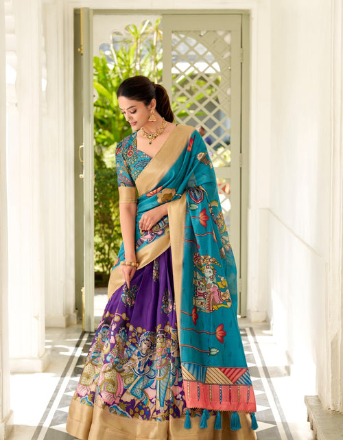 Load image into Gallery viewer, Women&#39;s Dola Silk Kalamkari Lehenga Choli with Dupatta mahezon
