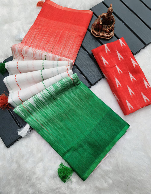 Load image into Gallery viewer, Tiranga Women&#39;s Special Tricolor Saree mahezon
