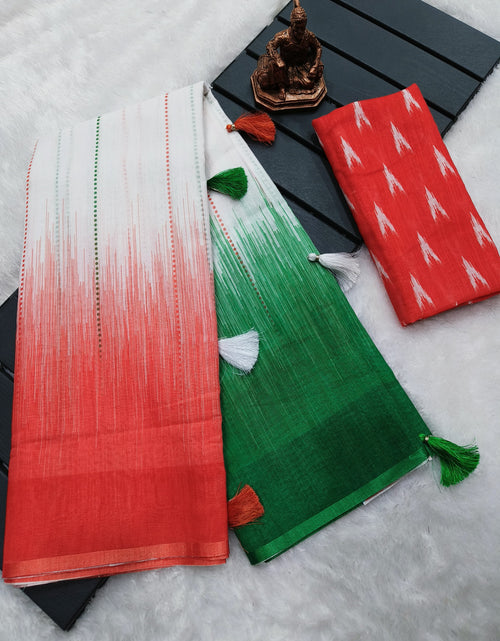 Load image into Gallery viewer, Tiranga Women&#39;s Special Tricolor Saree mahezon
