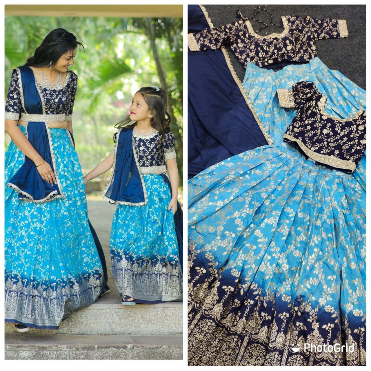 Designer Mother Daughter Same Matching Lehenga Blouse