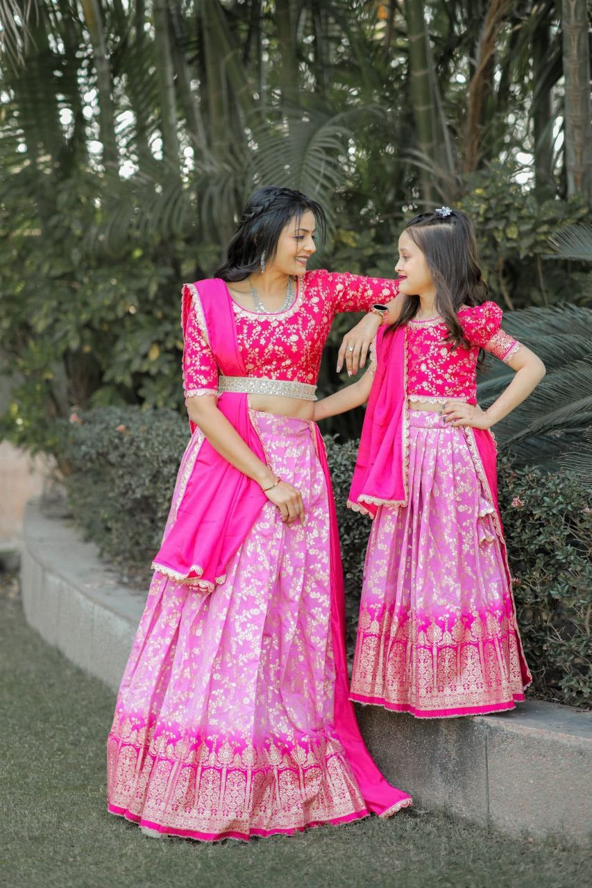 Designer Traditional Mother Daughter Same Matching Lehenga Blouse