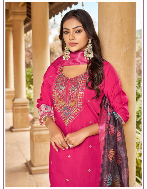 Load image into Gallery viewer, Designer Party wear Pink Embroidery Women&#39;s Kurta Pant with Dupatta Suit
