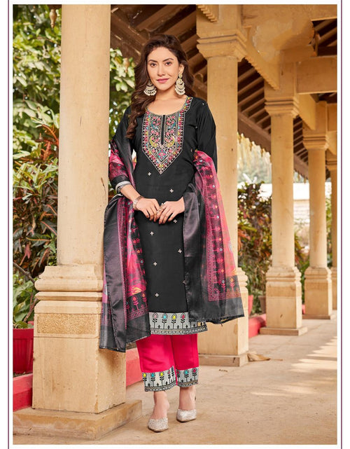 Load image into Gallery viewer, Designer Party wear Black Embroidery Women&#39;s Kurta Pant with Dupatta Suit
