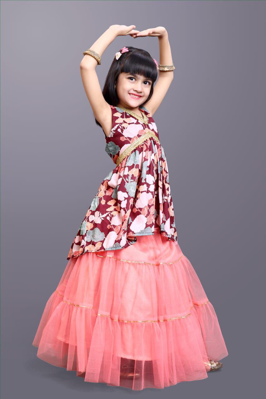 Kids Girls Designer Party wear Kurta Skirt Dress