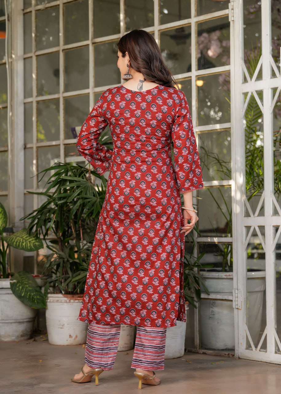 Women's Cotton Kurta Pant set with Dupatta