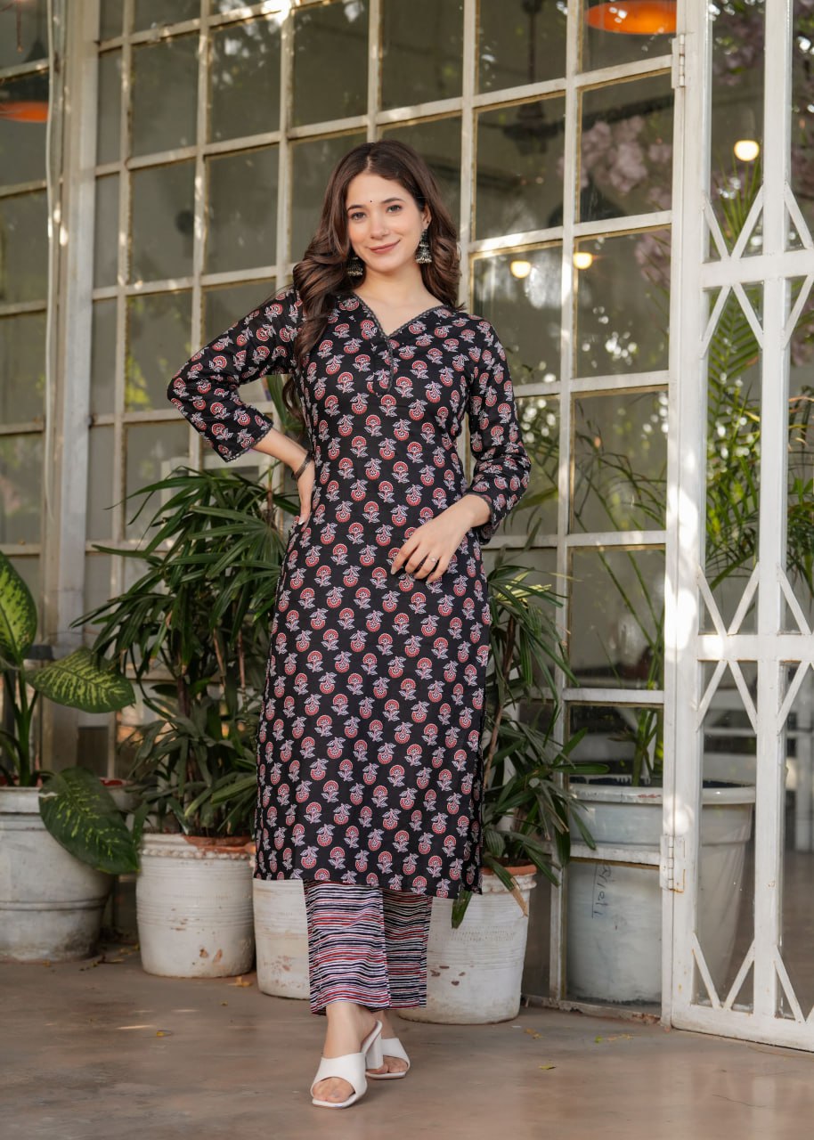 Women's Cotton Kurta Pant set with Dupatta