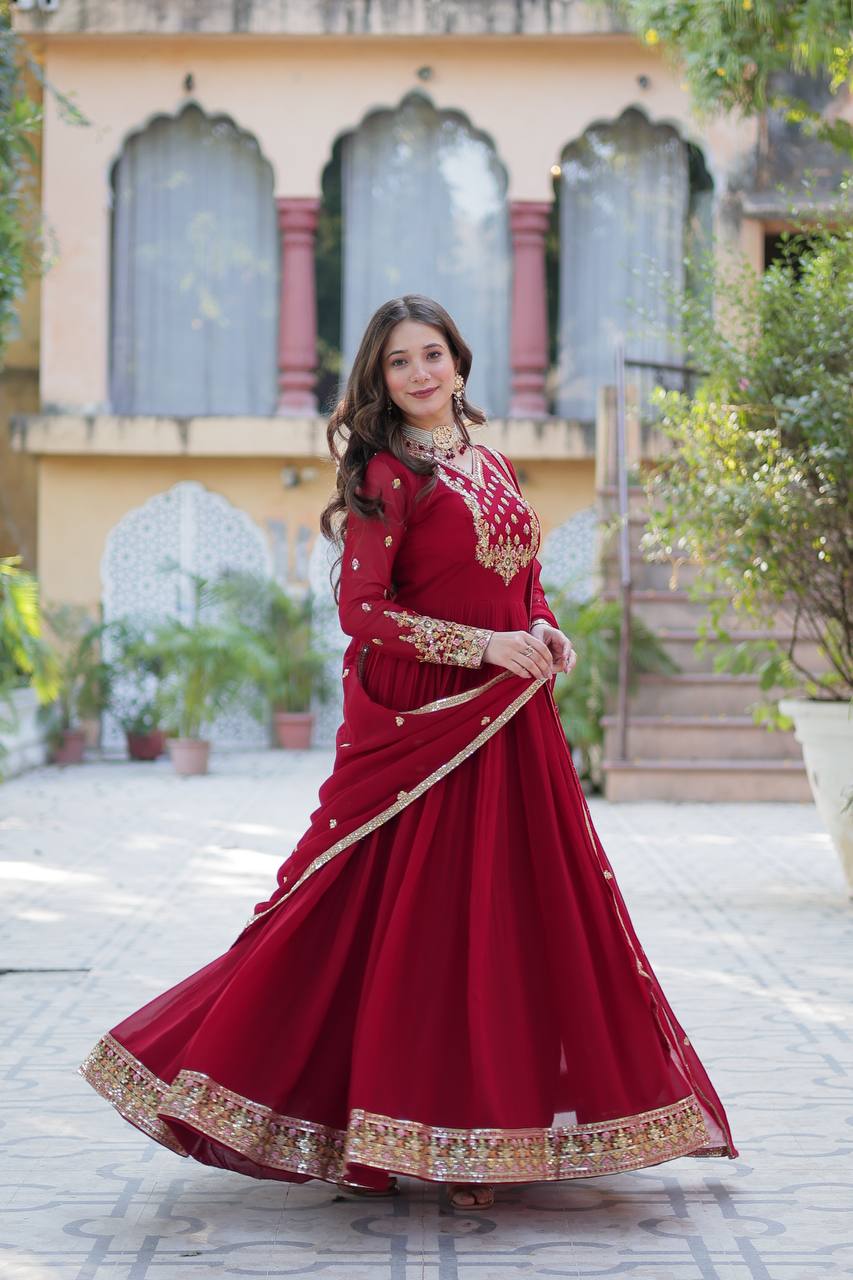 Designer Embroidery Wedding Women's Gown with Dupatta mahezon