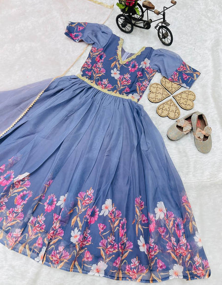 Stylish Kids Girls Party wear Gown with Dupatta mahezon