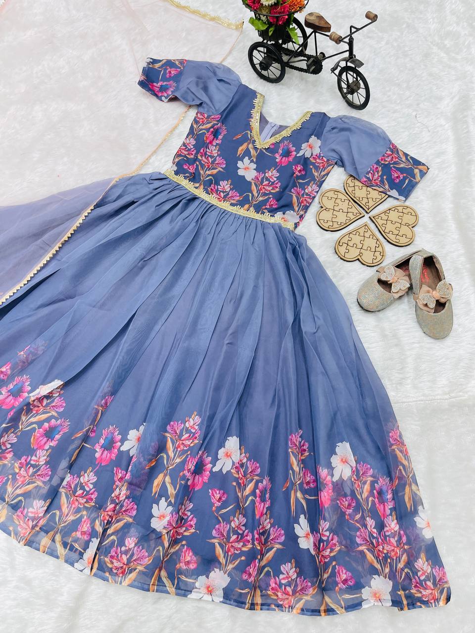 Stylish Kids Girls Party wear Gown with Dupatta mahezon