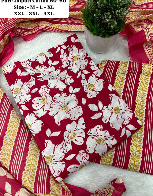 Load image into Gallery viewer, Jaipuri Cotton Women Kurta Pant Dupatta Set mahezon
