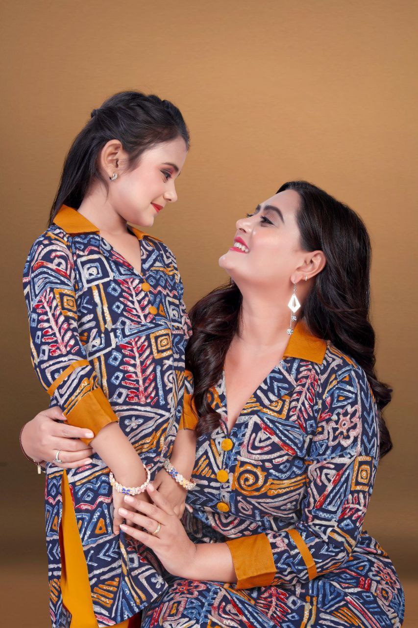 Mother Daughter Same Matching Kurta Pant Co-Ord set mahezon