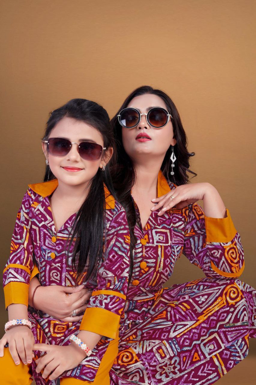 Mother Daughter Same Matching Kurta Pant Co-Ord set mahezon