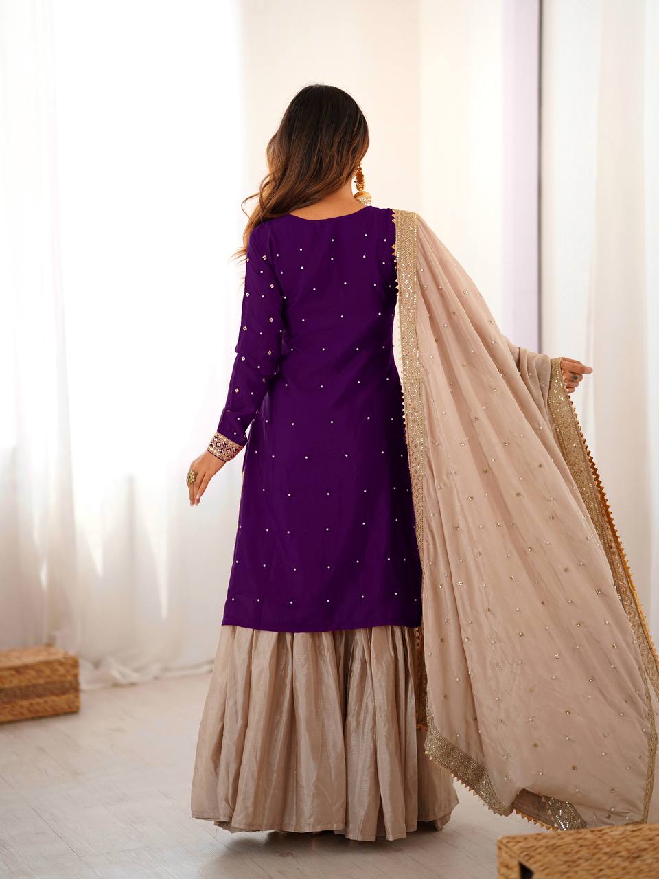 Party Wear Designer Women Top Sharara with Dupatta Suit Dress Royal Export