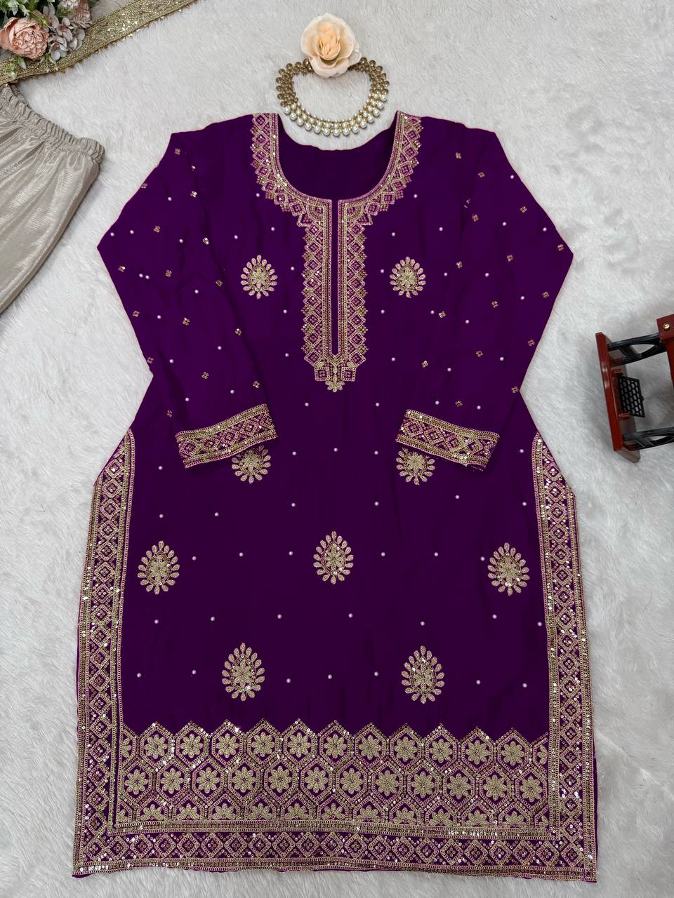 Party Wear Designer Women Top Sharara with Dupatta Suit Dress Royal Export