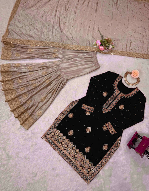 Load image into Gallery viewer, Party Wear Designer Women Top Sharara with Dupatta Suit Dress Royal Export
