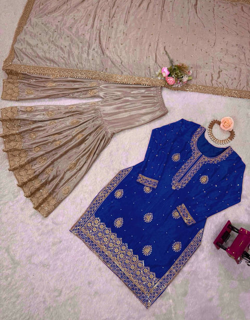 Load image into Gallery viewer, Party Wear Designer Women Top Sharara with Dupatta Suit Dress Royal Export
