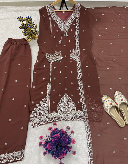 Load image into Gallery viewer, Festive Women Top Palazzo Dupatta Suit mahezon
