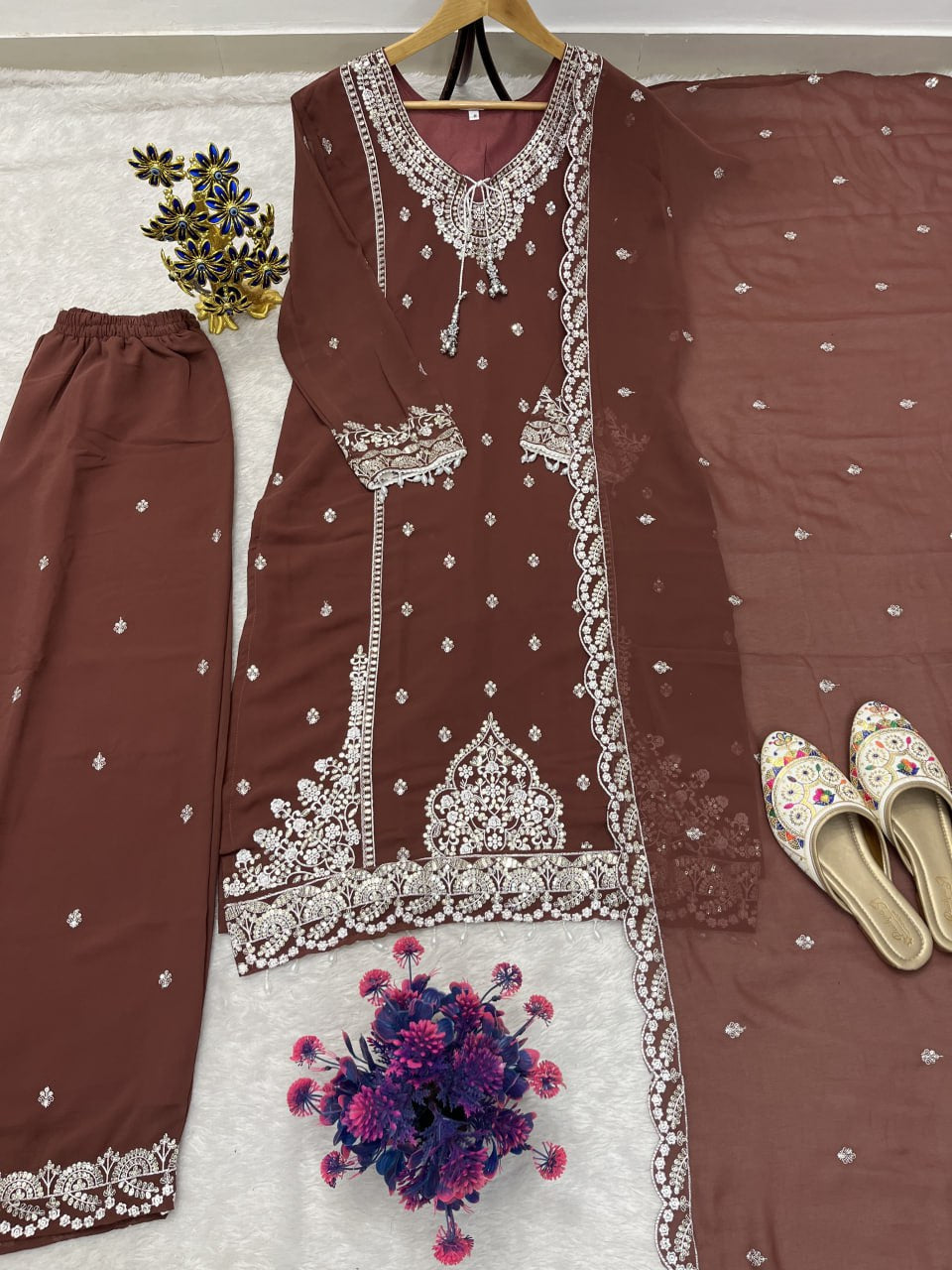 Festive Women Top Palazzo Dupatta Suit mahezon