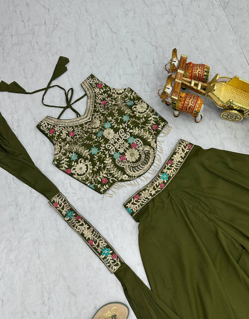Load image into Gallery viewer, Festive Mehendi Green Women’s Top Palazzo Dupatta mahezon
