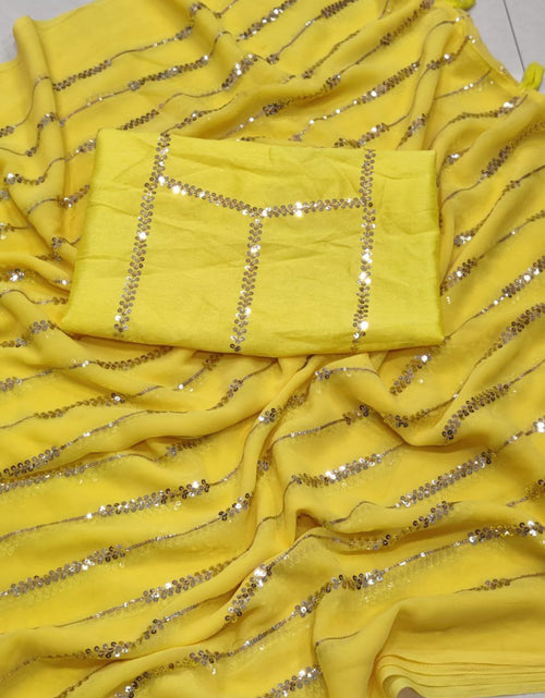 Load image into Gallery viewer, Festive Yellow Party wear Women’s Saree mahezon
