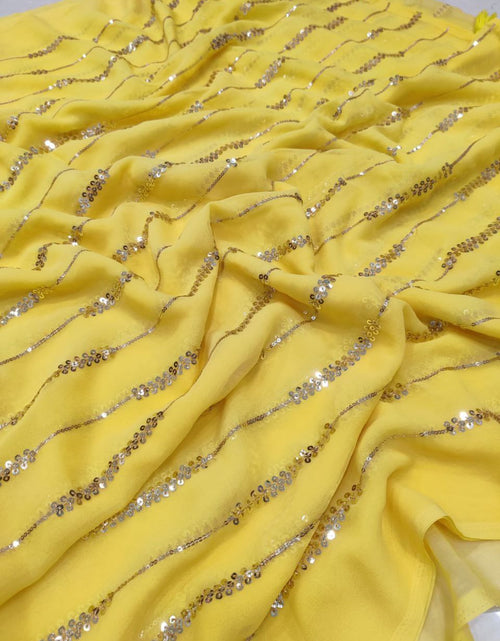Load image into Gallery viewer, Festive Yellow Party wear Women’s Saree mahezon
