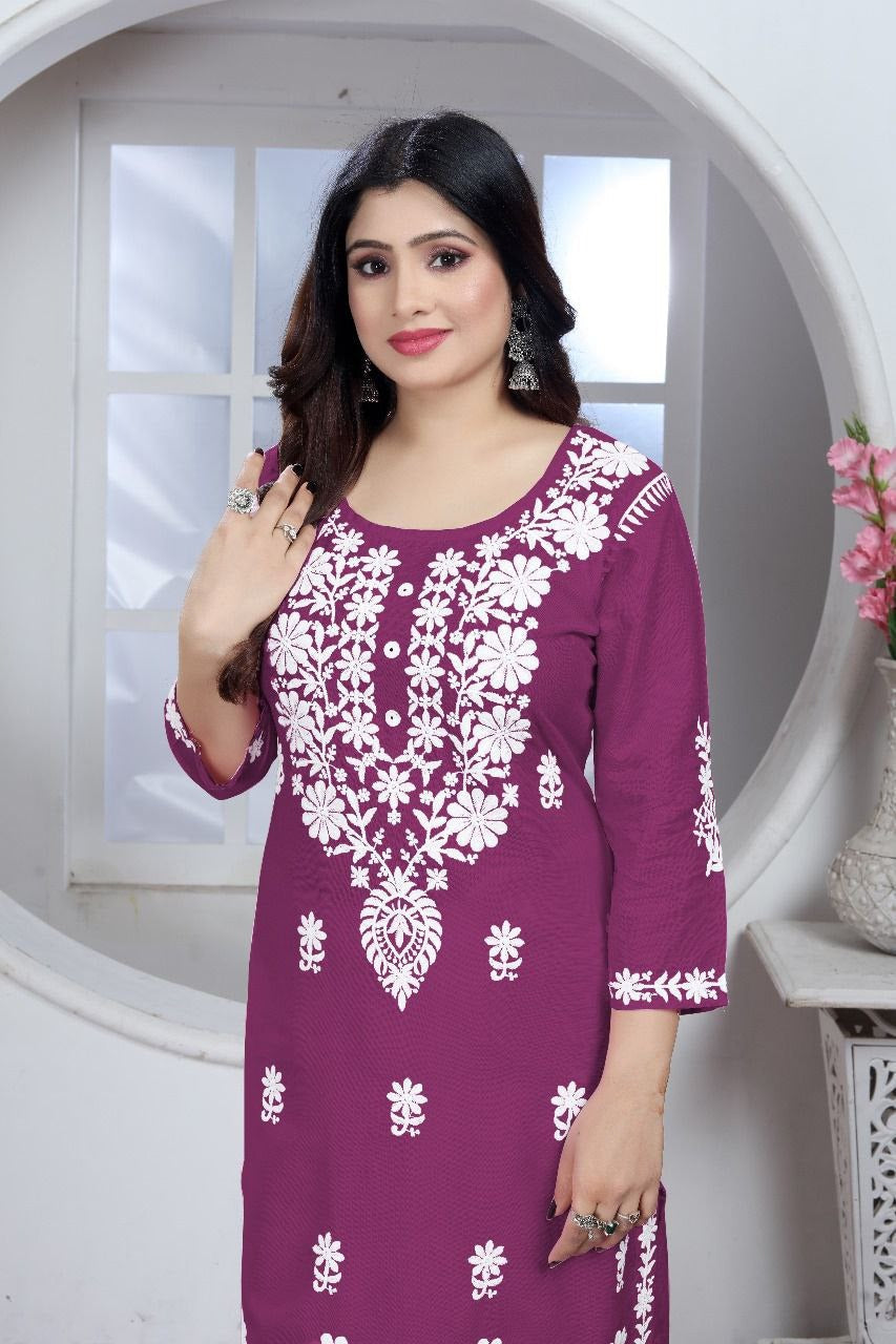 Women's Embroidery Chikankari Kurta Pant Set mahezon