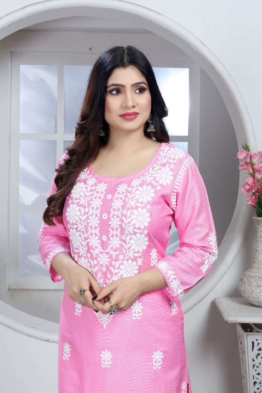 Women's Embroidery Chikankari Kurta Pant Set mahezon
