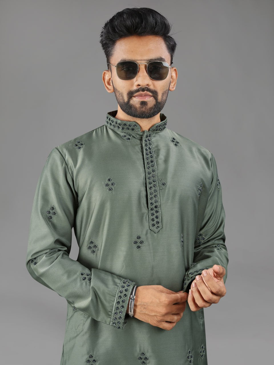 Indian Traditional Designer Cotton Men Kurta Pajama mahezon