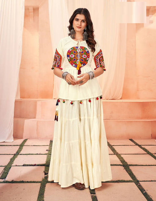 Load image into Gallery viewer, Navratri Women White Top and Skirt Dress mahezon
