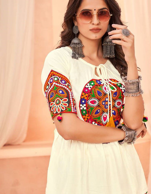 Load image into Gallery viewer, Navratri Women White Top and Skirt Dress mahezon

