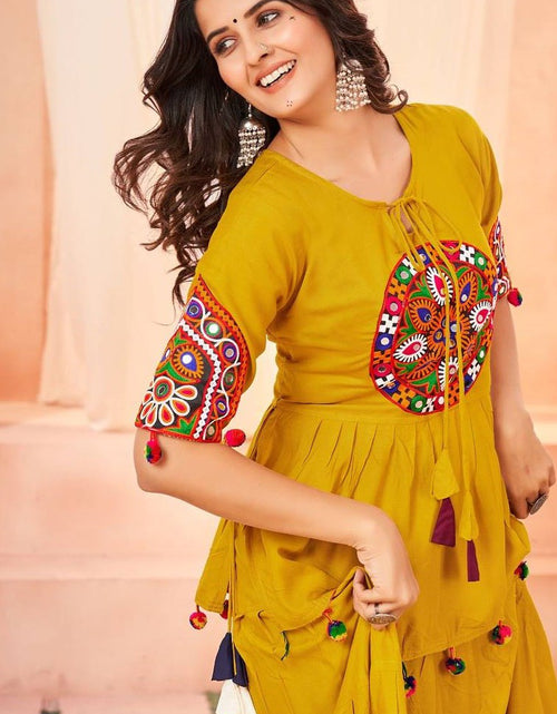 Load image into Gallery viewer, Navratri Women Yellow Top and Skirt Dress mahezon
