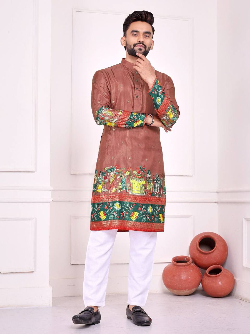 Couple Wear Same Matching Men Kurta Pajama Women Lehenga Choli Dupatta mahezon