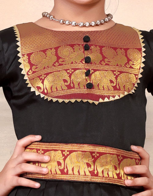 Load image into Gallery viewer, Kids Girls South Indian Traditional Pattu Pavadai Cotton Silk Gown mahezon
